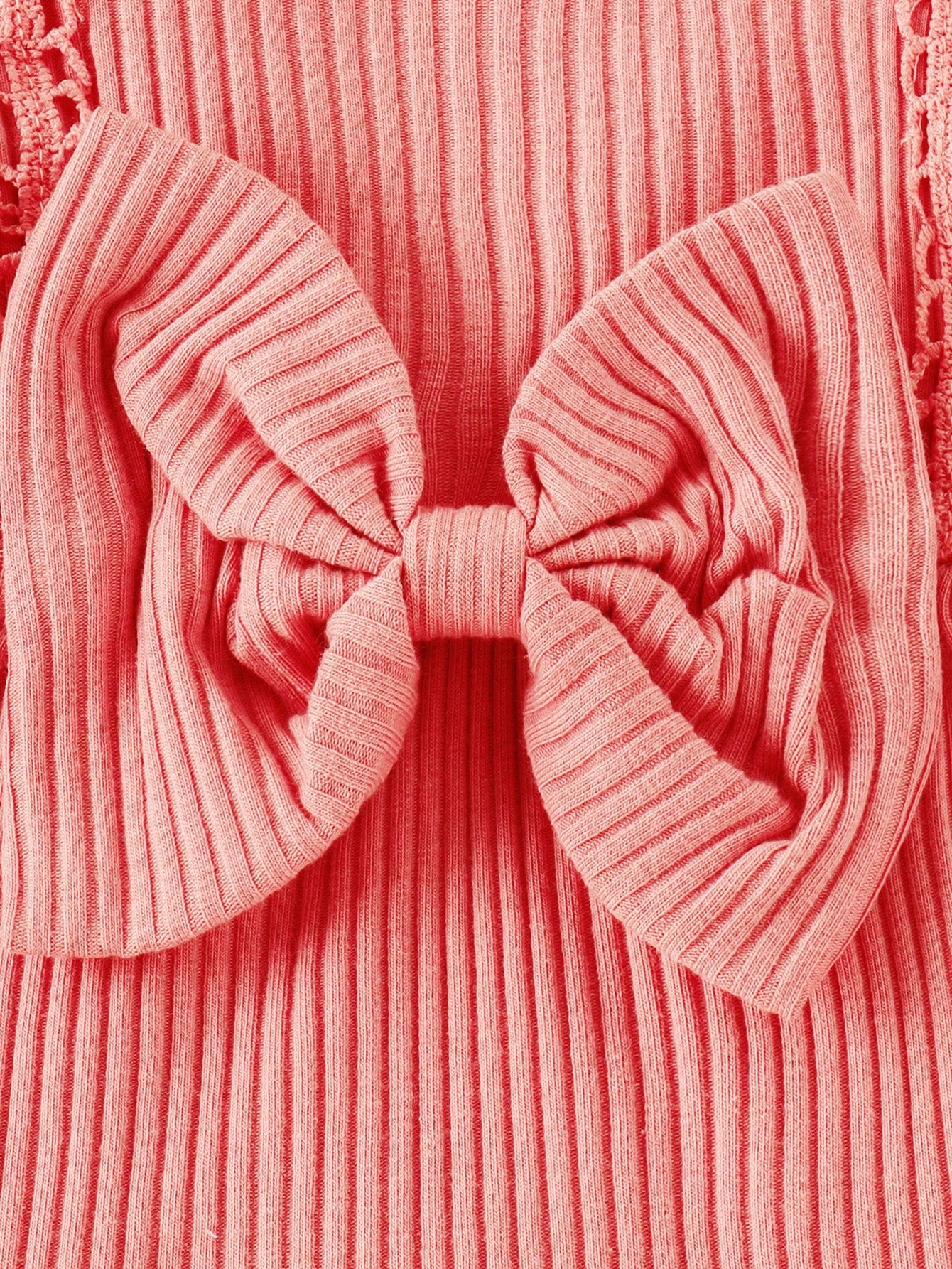 Baby Girls Lace Trim Ribbed Bodysuit Set - Dusty Rose