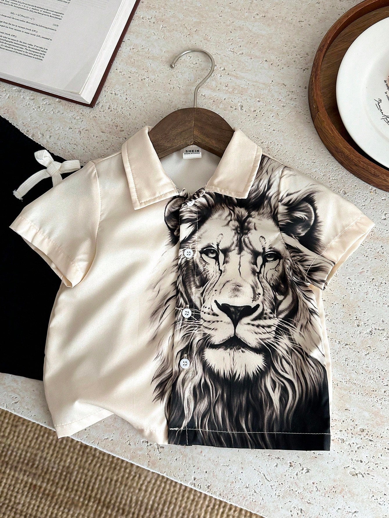 2pcs Unisex Lion Print Shirt & Shorts Set - Ecru | 21 Century Kids