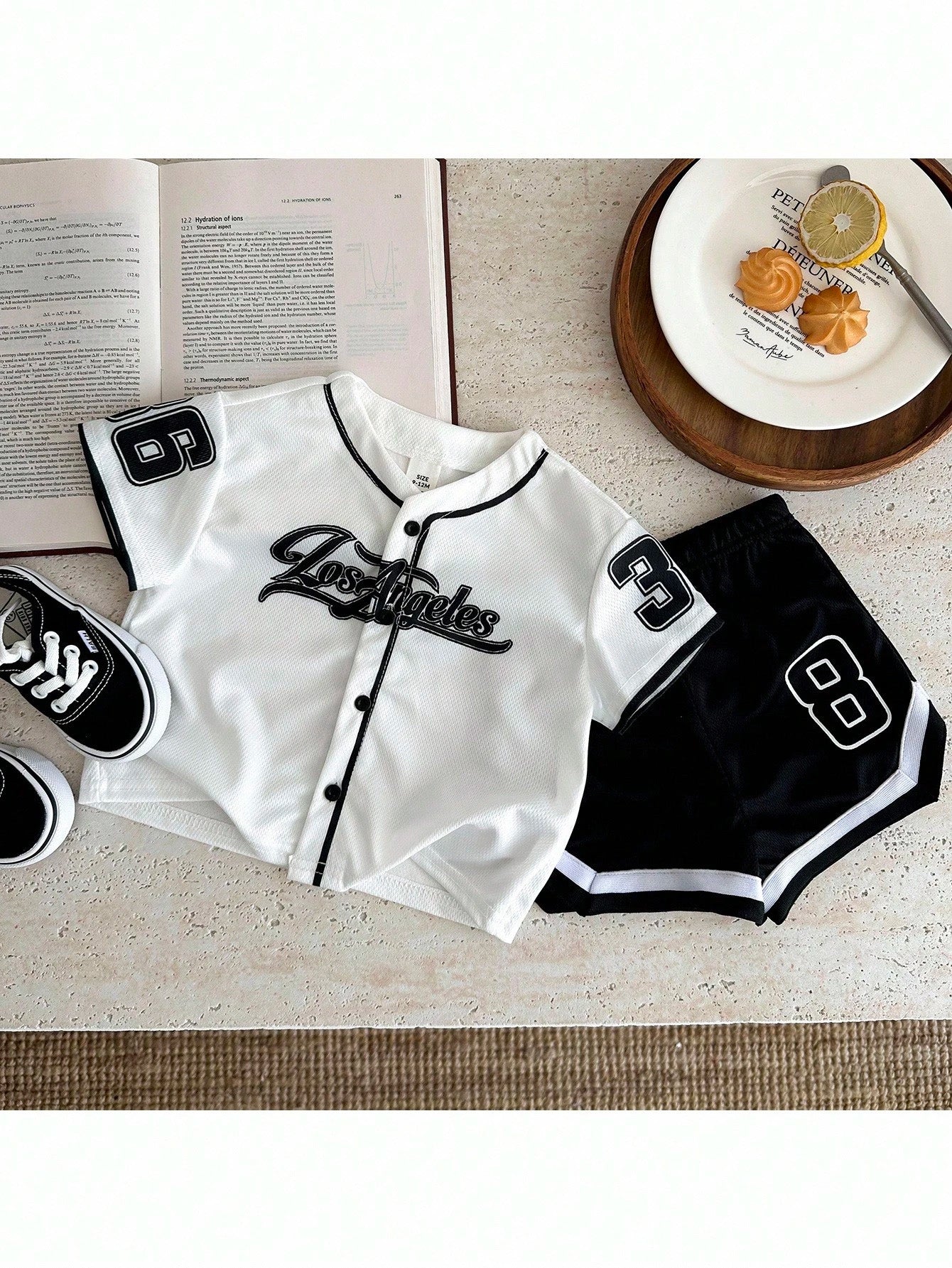 2pcs Boys Los Angeles Baseball Jersey & Shorts Set - Ivory