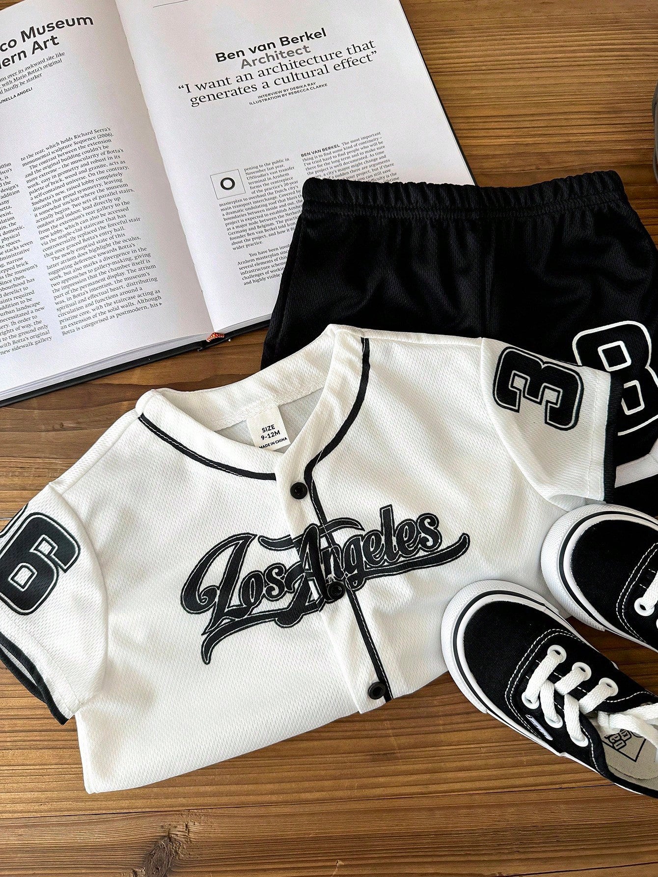 2pcs Boys Los Angeles Baseball Jersey & Shorts Set - Ivory