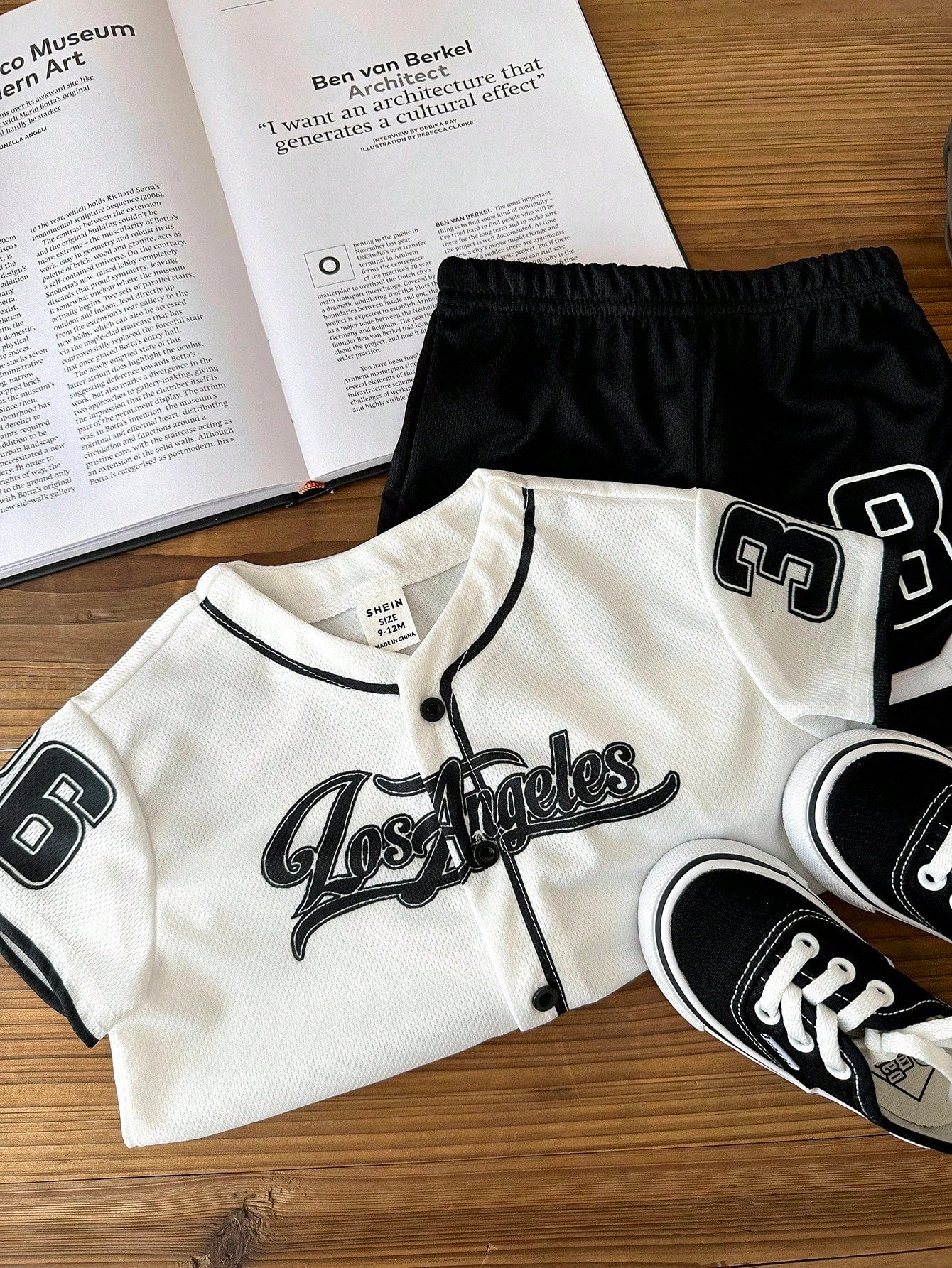 2pcs Boys Los Angeles Baseball Jersey & Shorts Set - Ivory