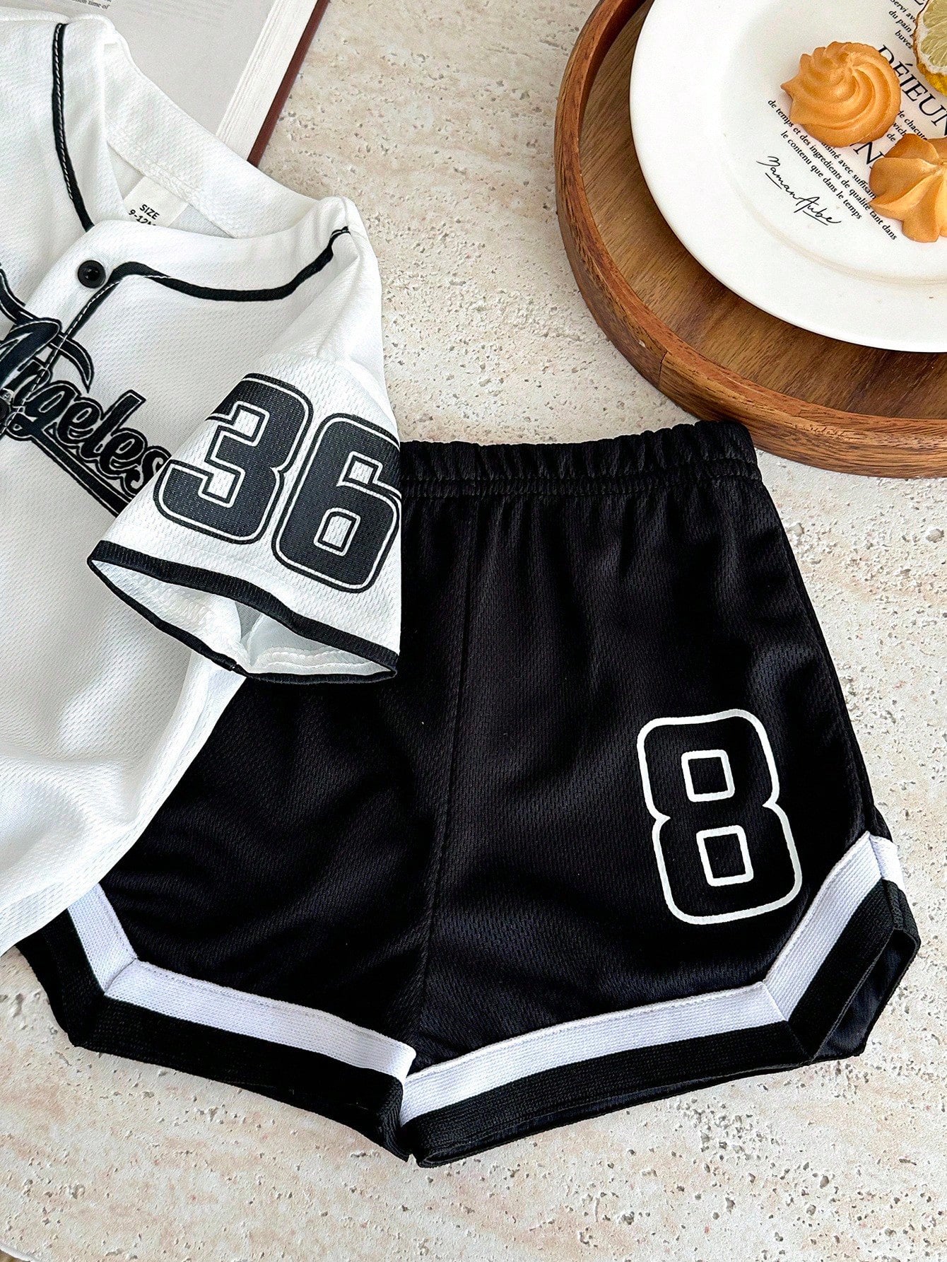 2pcs Boys Los Angeles Baseball Jersey & Shorts Set - Ivory