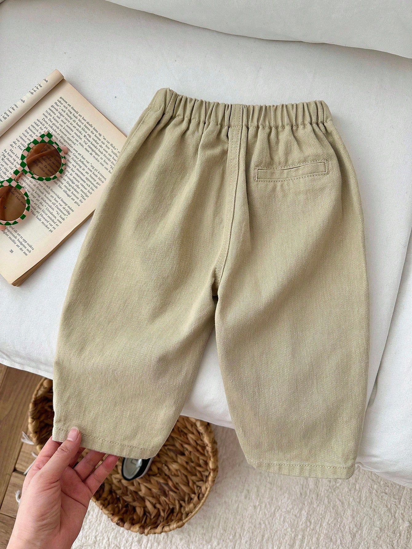 Unisex Twill Harem Trousers with Cuffed Hem - Buff | 21 Century Kids