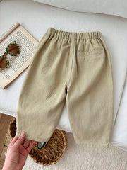 Unisex Twill Harem Trousers with Cuffed Hem - Buff | 21 Century Kids