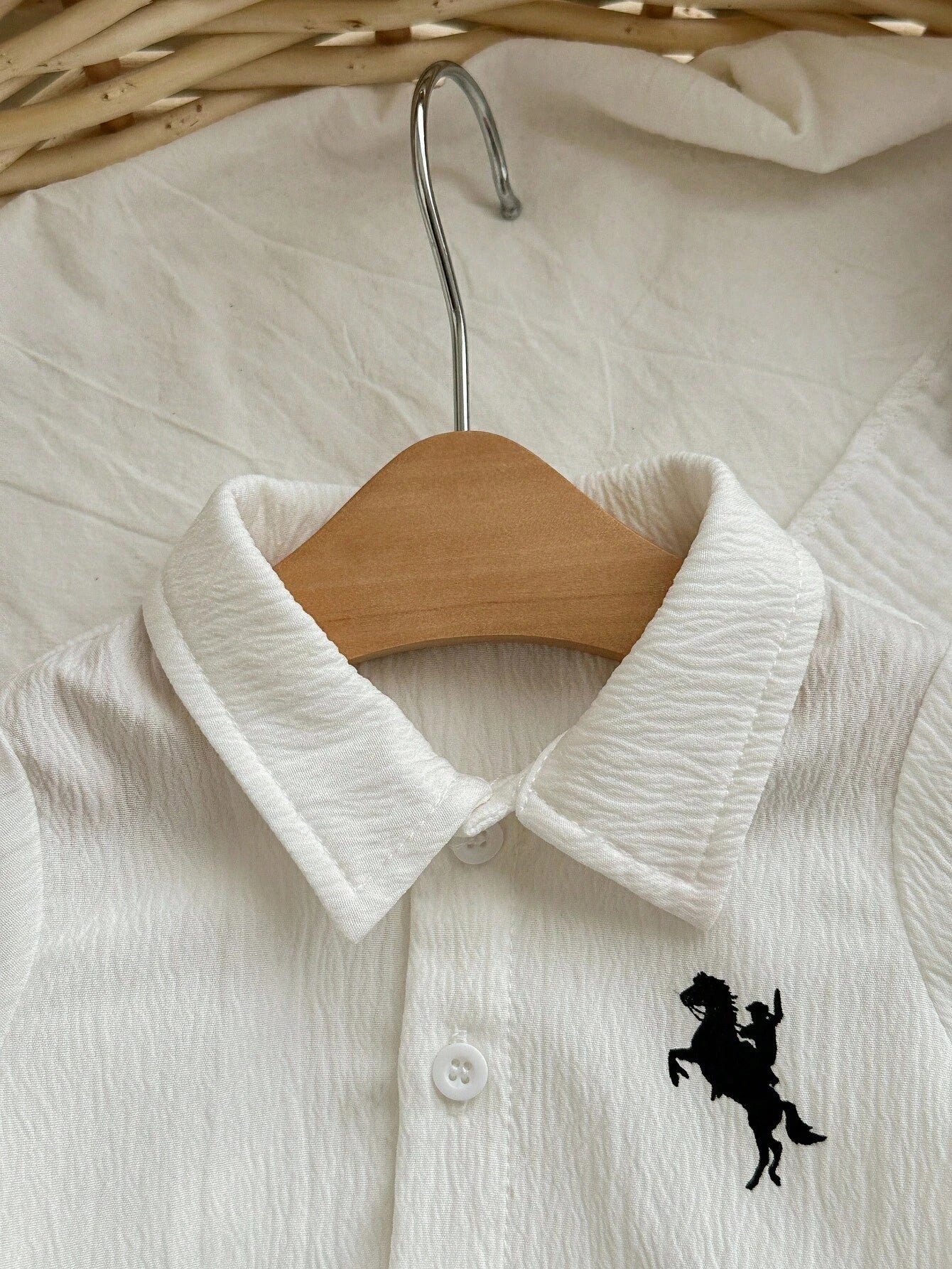 2pcs Baby Boys Equestrian Crinkle Shirt & Trousers Set - Ivory | 21...