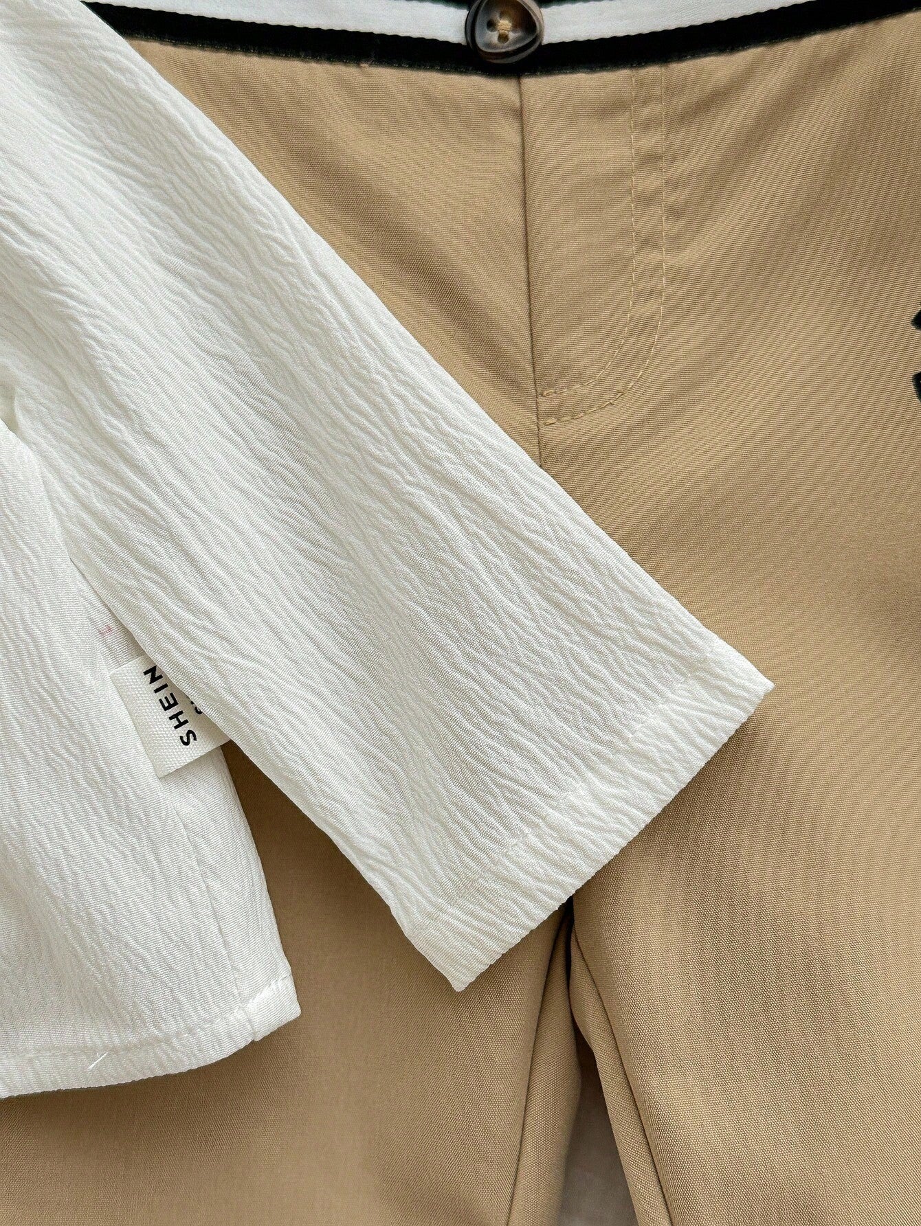 2pcs Baby Boys Equestrian Crinkle Shirt & Trousers Set - Ivory | 21...