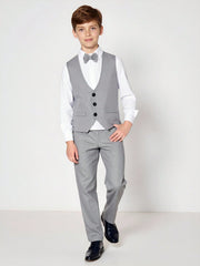 3pcs Boys Formal Waistcoat, Trousers & Bow Tie Set - Slate | 21 Cen...