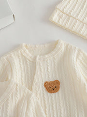 5pcs Baby Boys Bear Patch Cable-Knit Gift Set - Ecru | 21 Century Kids