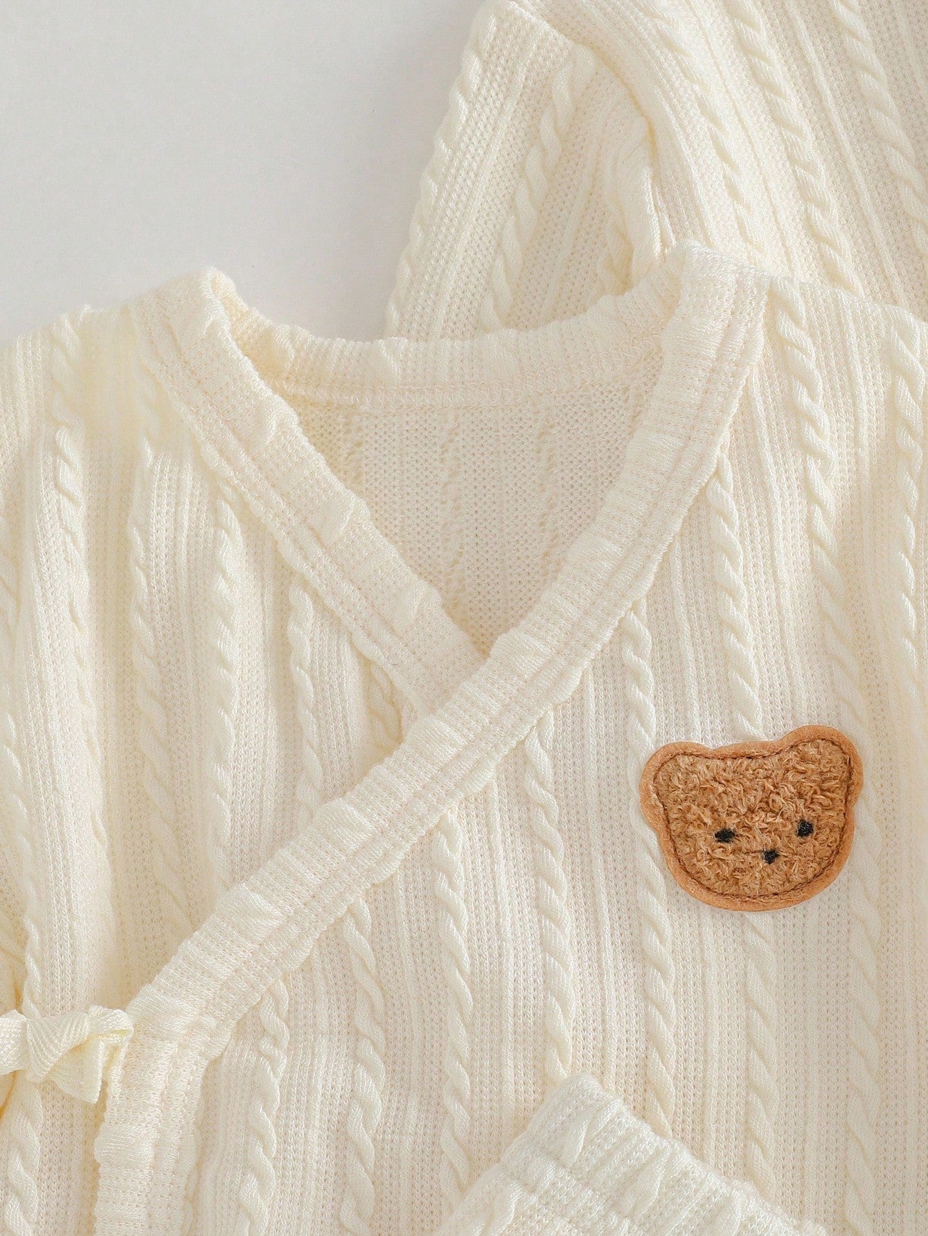 5pcs Baby Boys Bear Patch Cable-Knit Gift Set - Ecru | 21 Century Kids