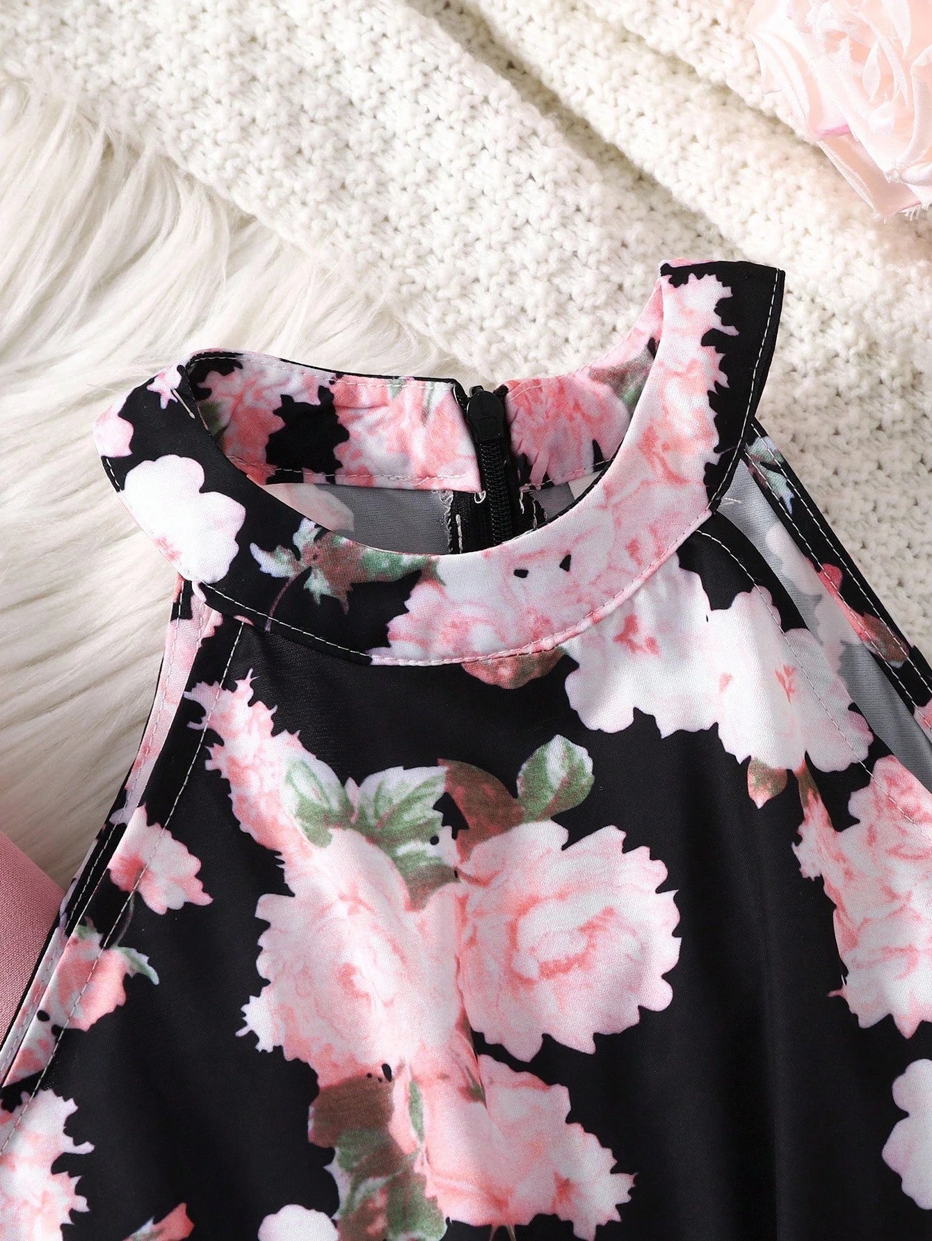 2pcs Big Girls Floral Jumpsuit & Cropped Blazer Set - Onyx | 21 Cen...