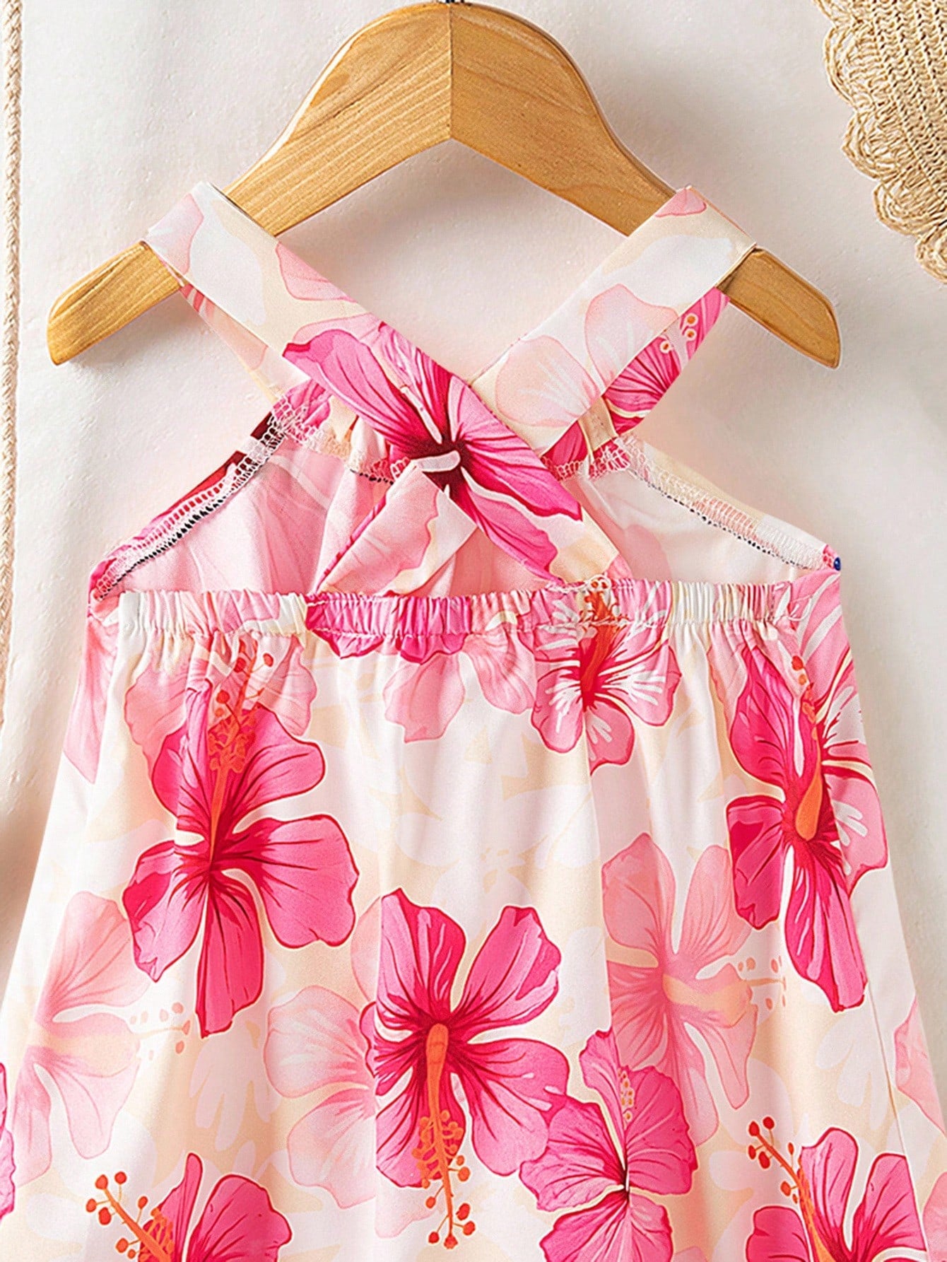 Girls Hibiscus Print Halter Neck Swing Dress - Isabelline | 21 Cent...