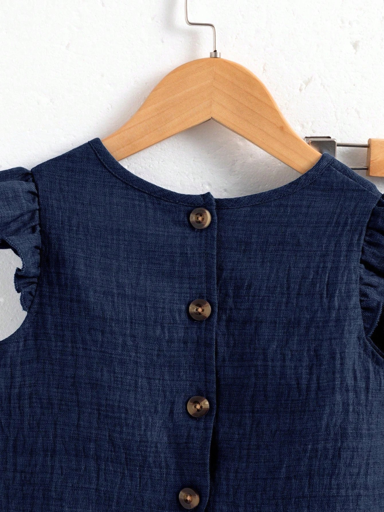 Girls Ruffle Sleeve Button-Back Top & Wide-Leg Pants Set - Midnight