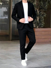 2pcs Big Boys Gentleman Jacket & Pants Suit - Classic Black