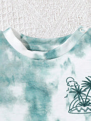 Baby Boys Tie-Dye Palm Print Tee & Shorts Set - Seafoam