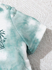 Baby Boys Tie-Dye Palm Print Tee & Shorts Set - Seafoam