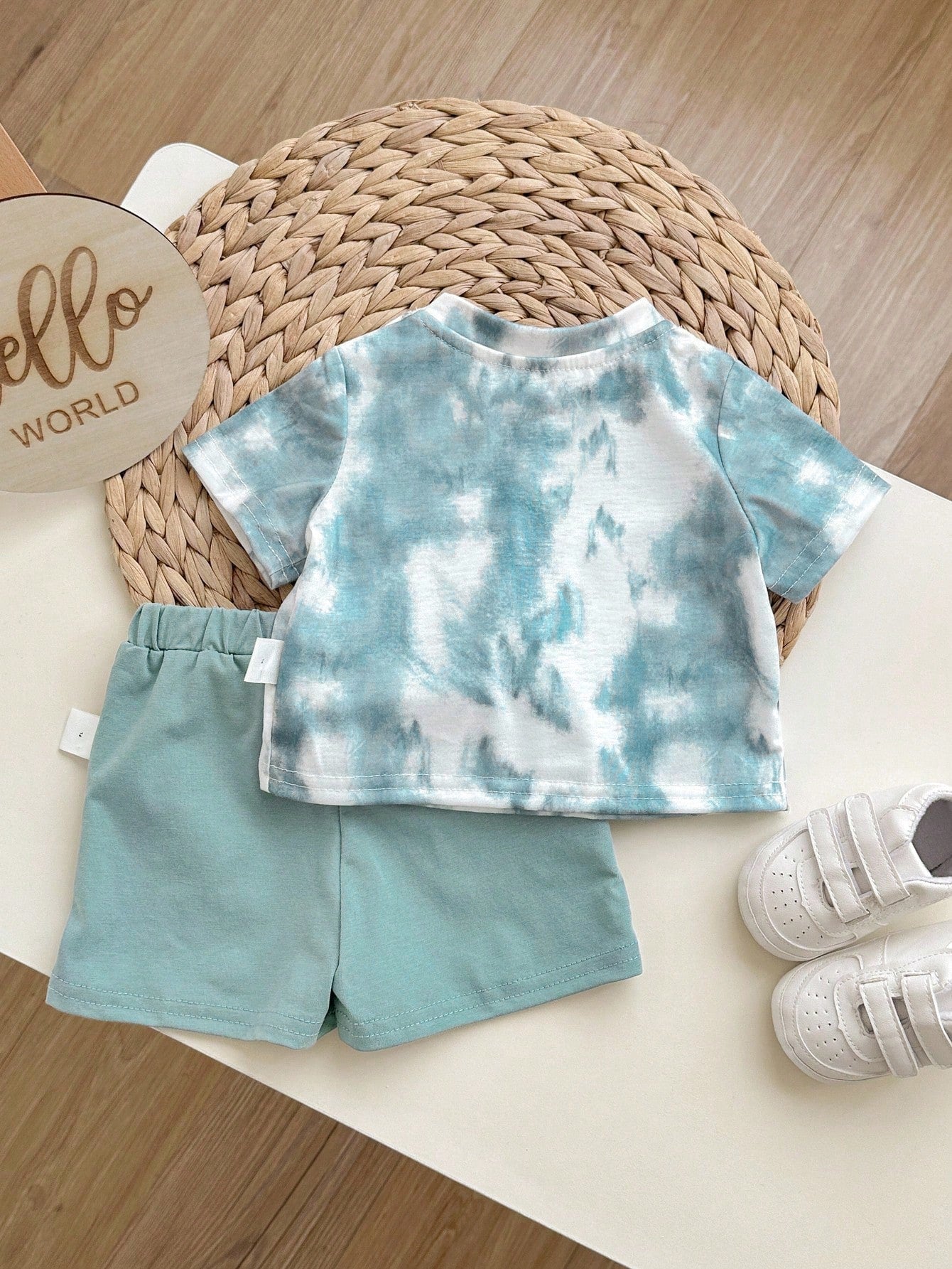 Baby Boys Tie-Dye Palm Print Tee & Shorts Set - Seafoam