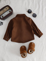Boys Twill Overshirt Spread Collar Button-Front Top - Wenge | 21 Ce...