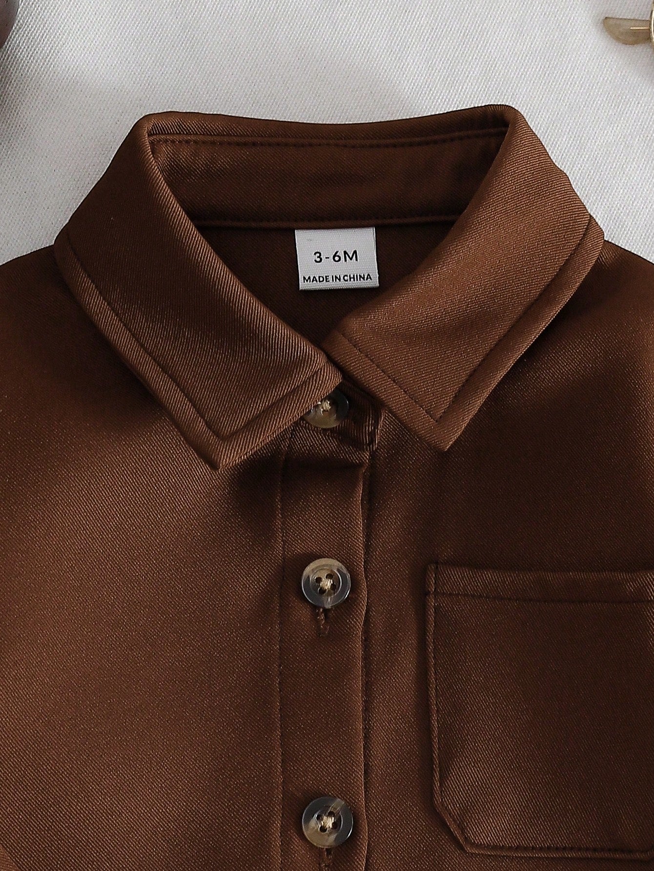 Boys Twill Overshirt Spread Collar Button-Front Top - Wenge | 21 Ce...