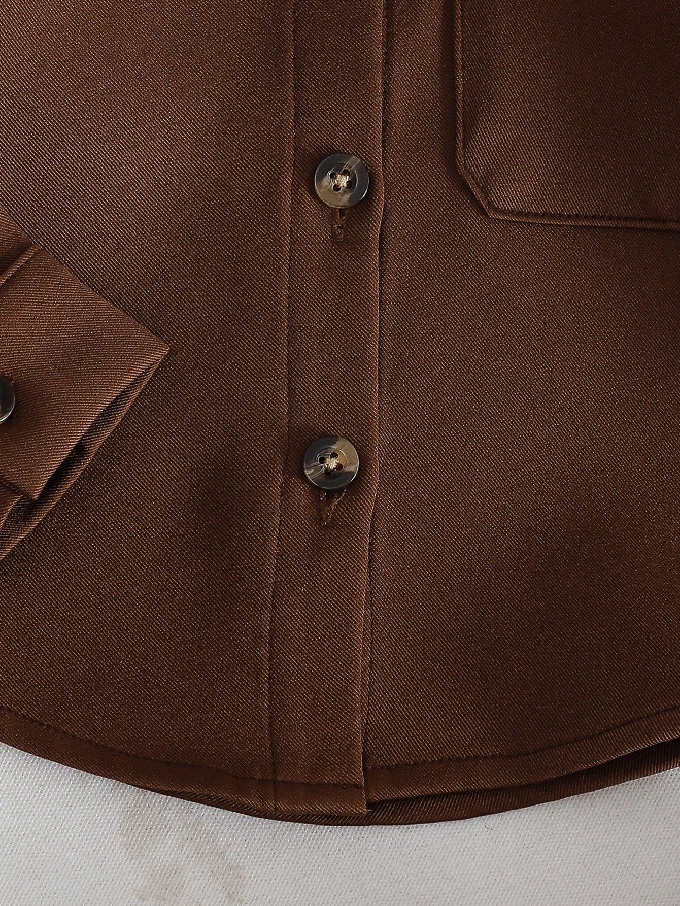 Boys Twill Overshirt Spread Collar Button-Front Top - Wenge | 21 Ce...