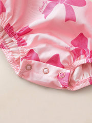 Baby Girls Bow Print Puff Sleeve Bodysuit - Blush