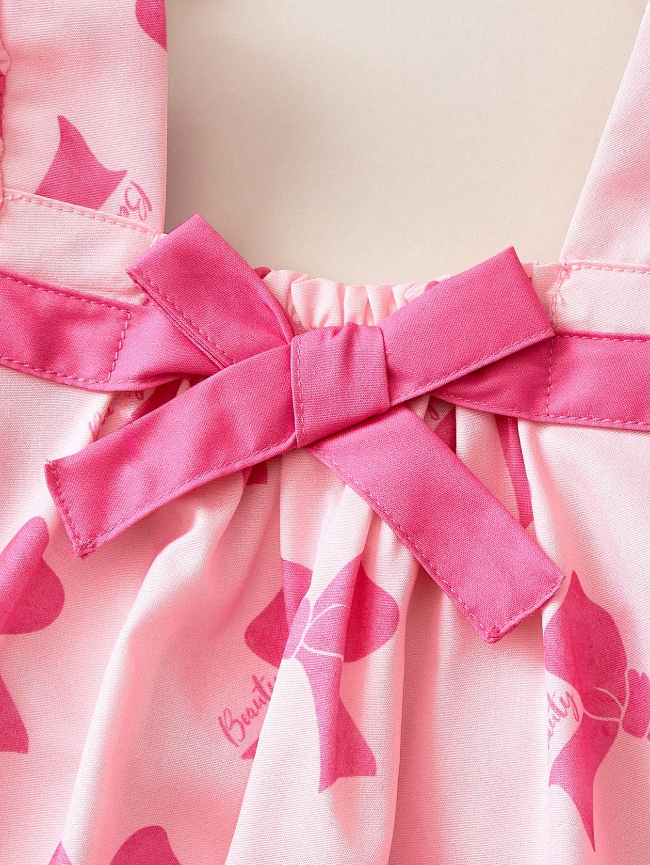 Baby Girls Bow Print Puff Sleeve Bodysuit - Blush