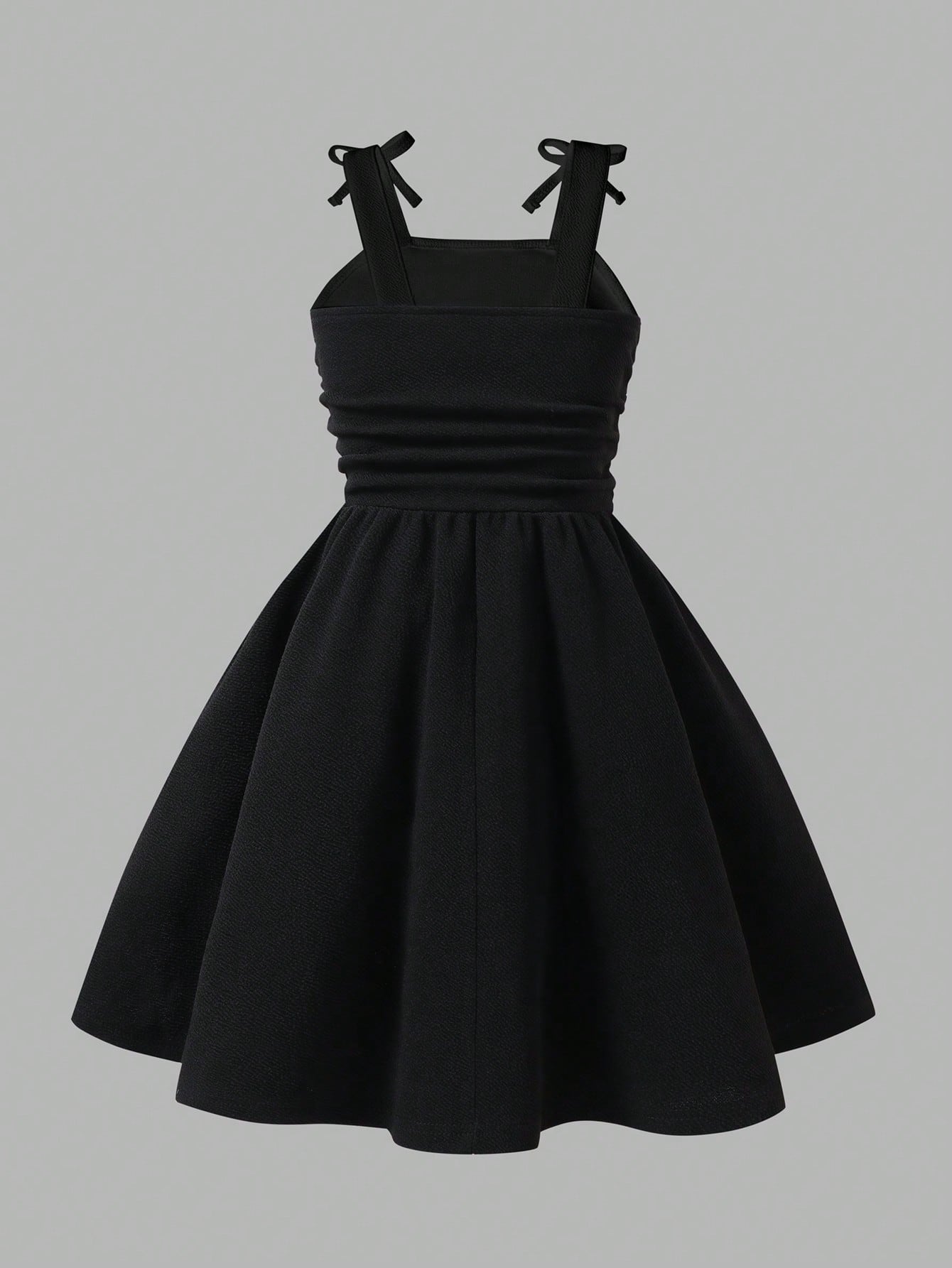 Girls Pearl-Beaded Bow Strap Flared Midi Dress - Onyx