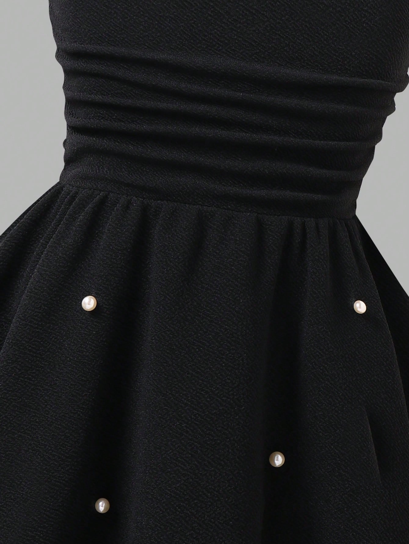 Girls Pearl-Beaded Bow Strap Flared Midi Dress - Onyx