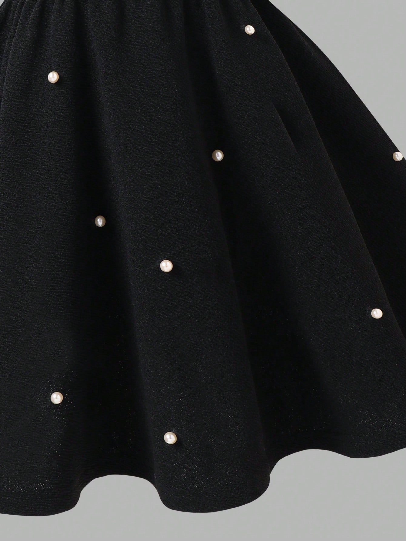 Girls Pearl-Beaded Bow Strap Flared Midi Dress - Onyx