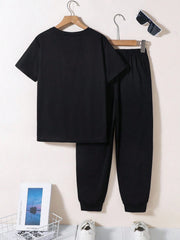 2pcs Big Boys Patchwork Raglan Pullover & Pants Set - Multi