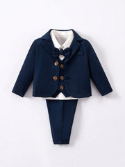 3pcs Baby Boys Bow Tie Blazer, Waistcoat & Trousers Set - Midnight ...