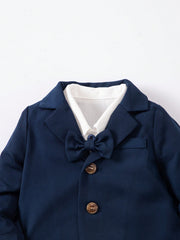 3pcs Baby Boys Bow Tie Blazer, Waistcoat & Trousers Set - Midnight ...
