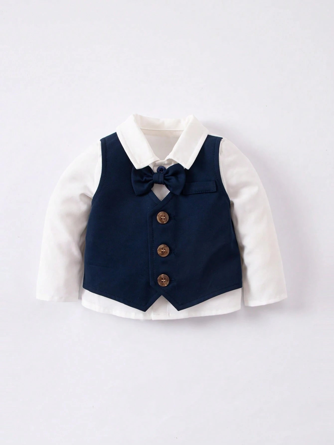 3pcs Baby Boys Bow Tie Blazer, Waistcoat & Trousers Set - Midnight ...
