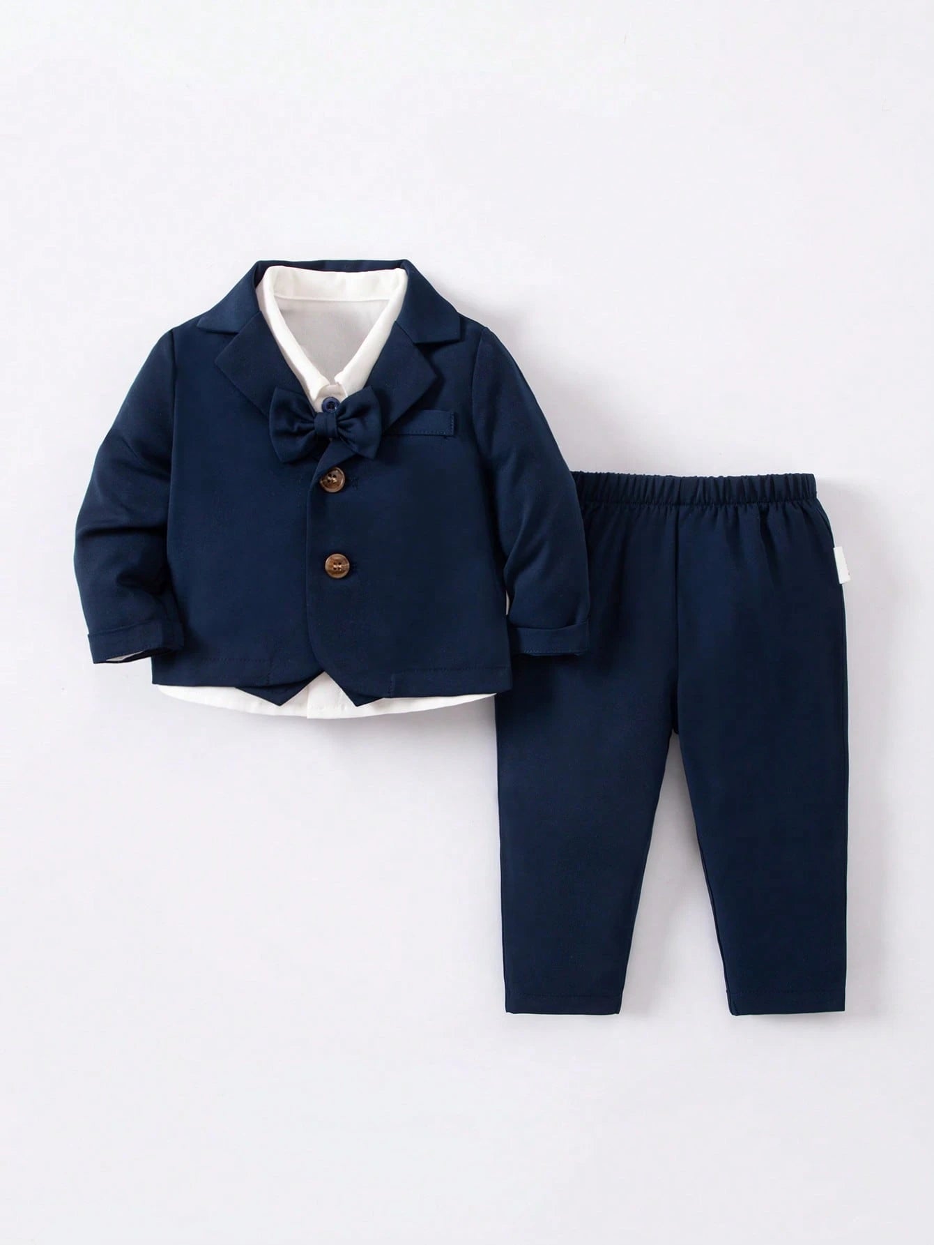 3pcs Baby Boys Bow Tie Blazer, Waistcoat & Trousers Set - Midnight ...