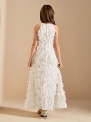 Big Girls Feather-Textured Halter Neck A-Line Gown - Ivory | 21 Cen...