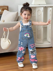 Girls Rainbow Graphic Ripped Denim Bib Overall - Chambray | 21 Cent...