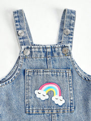 Girls Rainbow Graphic Ripped Denim Bib Overall - Chambray | 21 Cent...