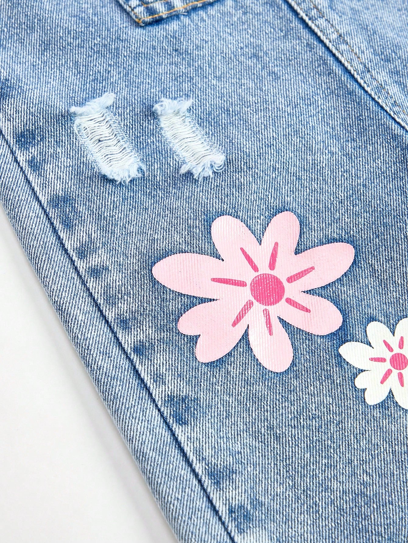 Girls Rainbow Graphic Ripped Denim Bib Overall - Chambray | 21 Cent...
