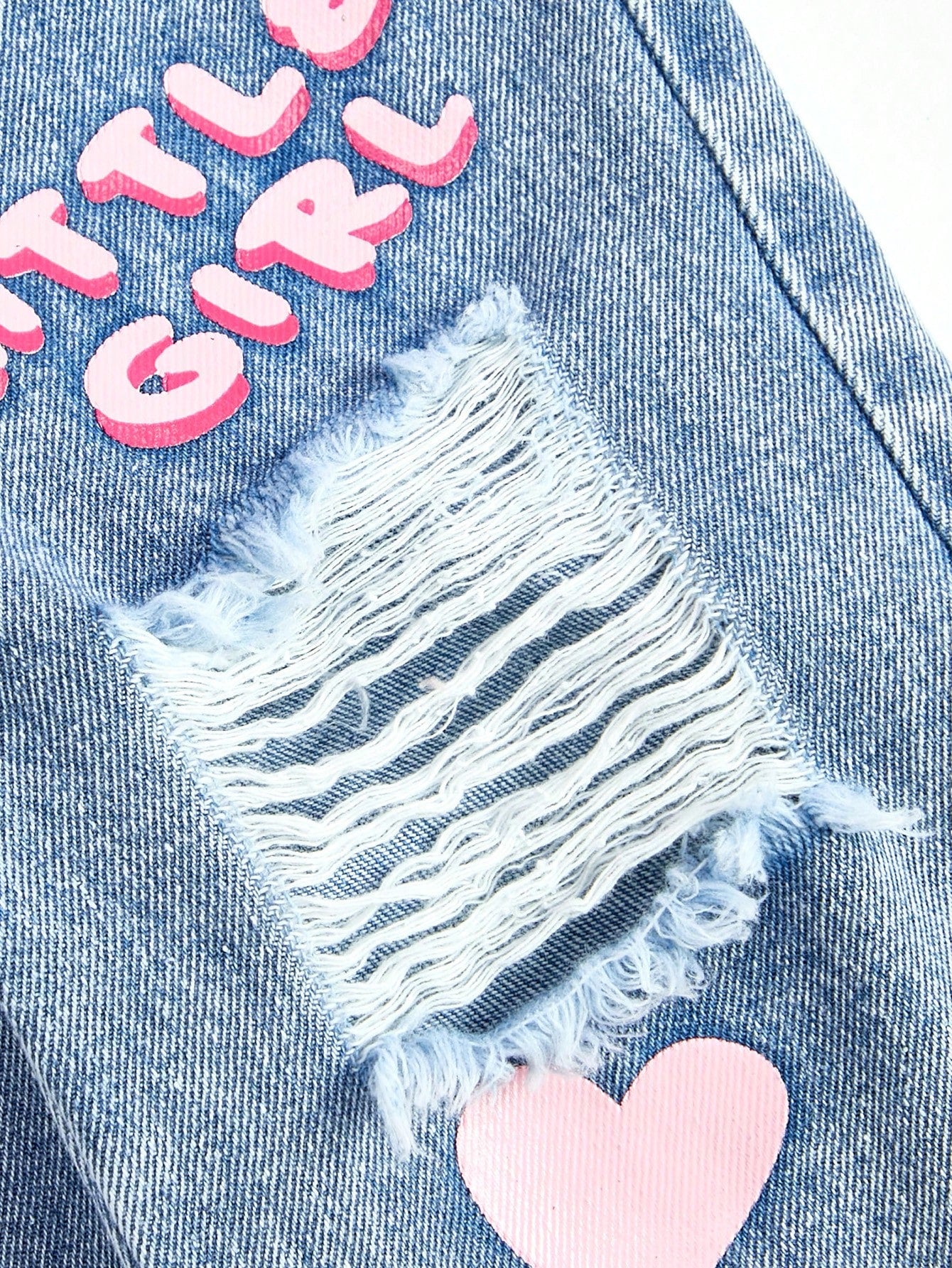 Girls Rainbow Graphic Ripped Denim Bib Overall - Chambray | 21 Cent...