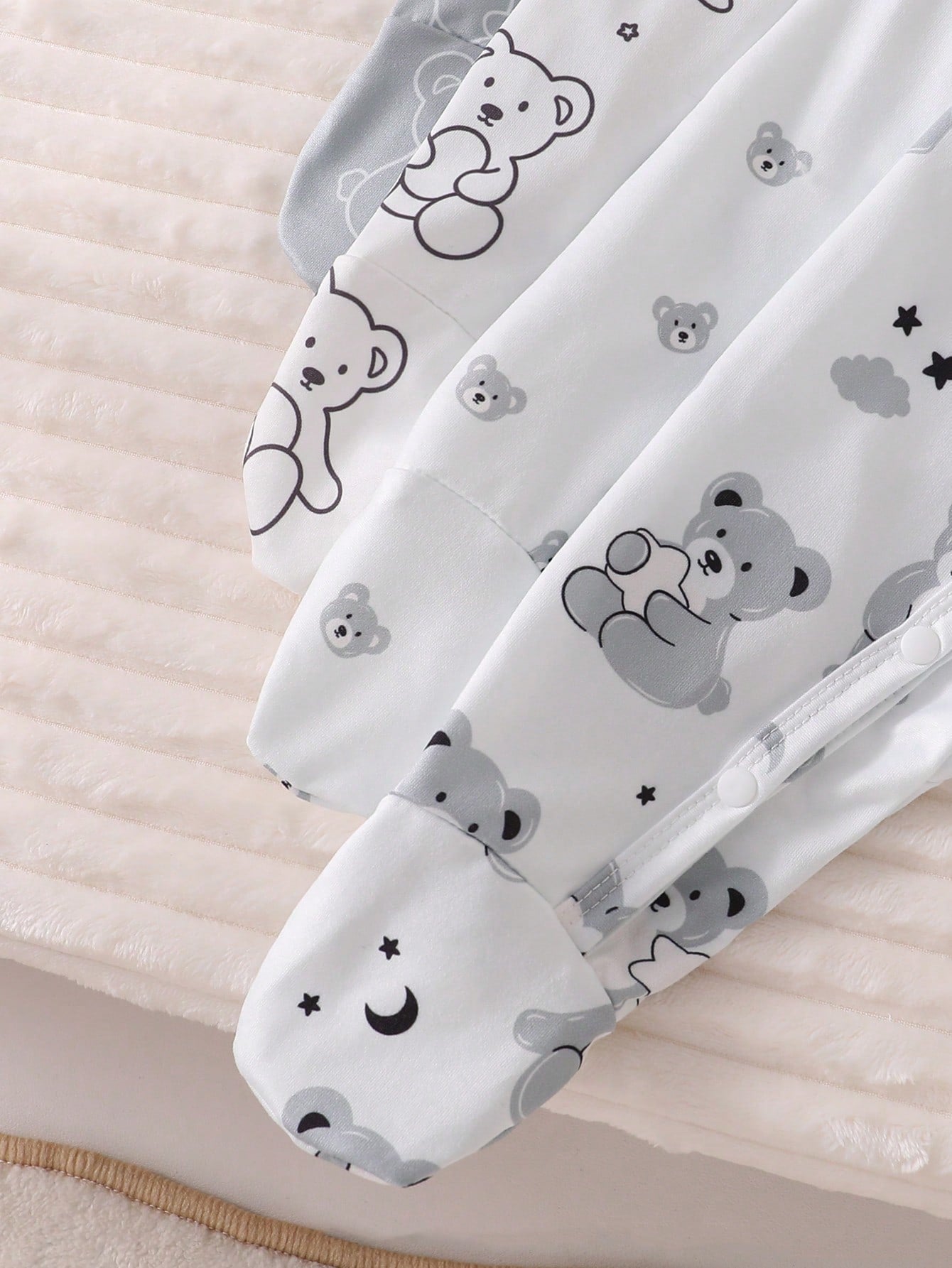 4pcs Baby Boys Bear Print Footed Sleepsuit Set - Ivory | 21 Century...