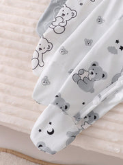 4pcs Baby Boys Bear Print Footed Sleepsuit Set - Ivory | 21 Century...