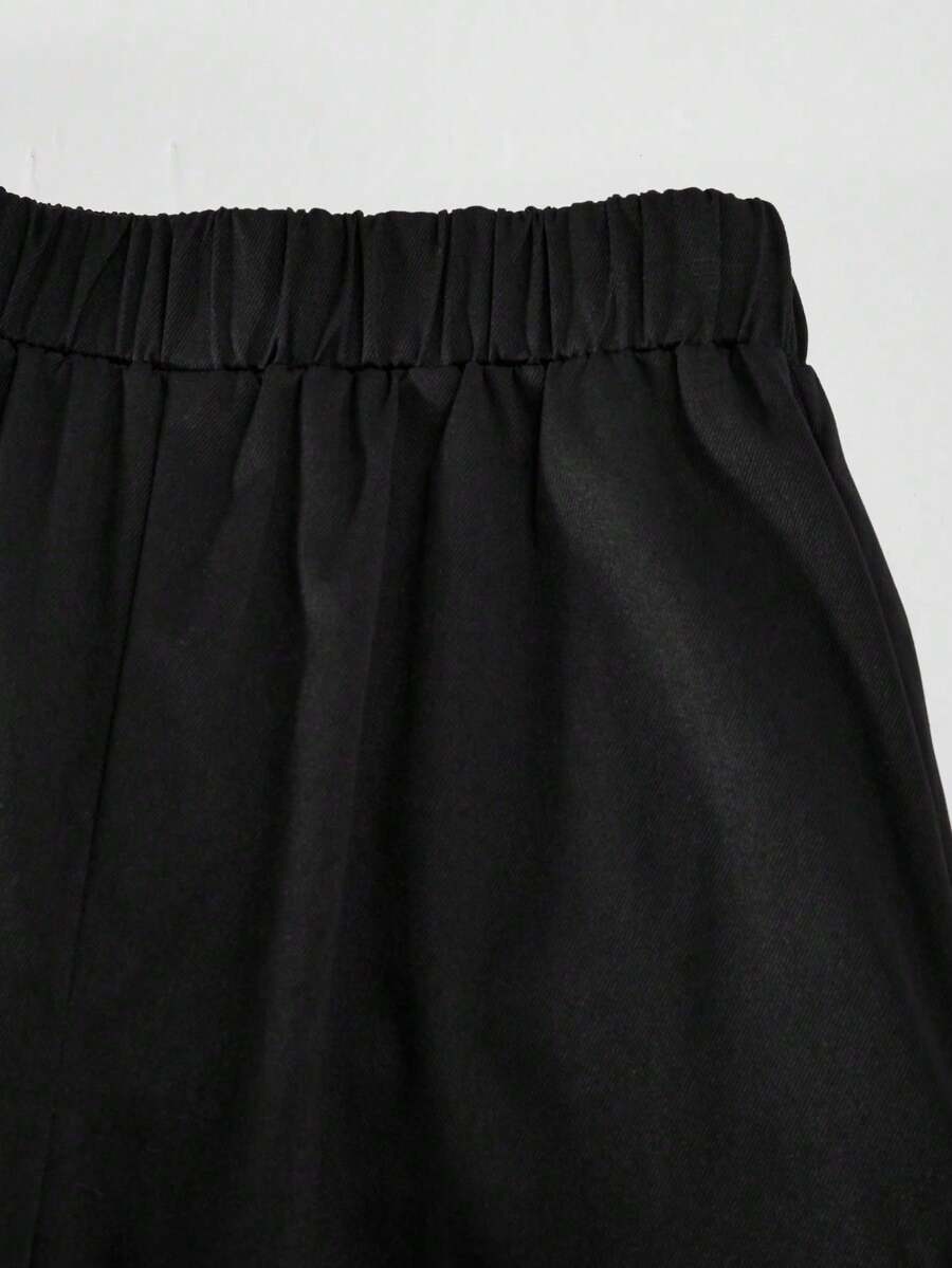 Girls Wide-Leg Cargo Pocket Trousers - Onyx | 21 Century Kids