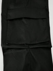 Girls Wide-Leg Cargo Pocket Trousers - Onyx | 21 Century Kids