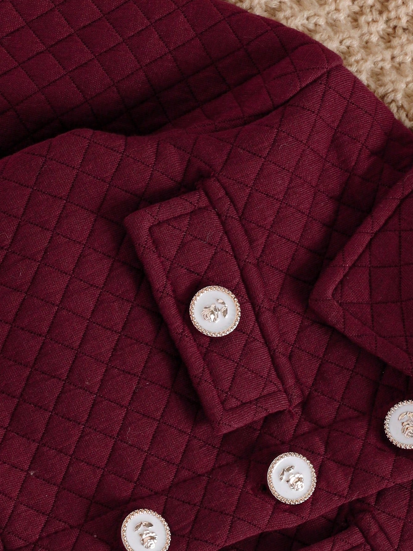 2pcs Girls Quilted Jacket & Shorts Set - Claret | 21 Century Kids