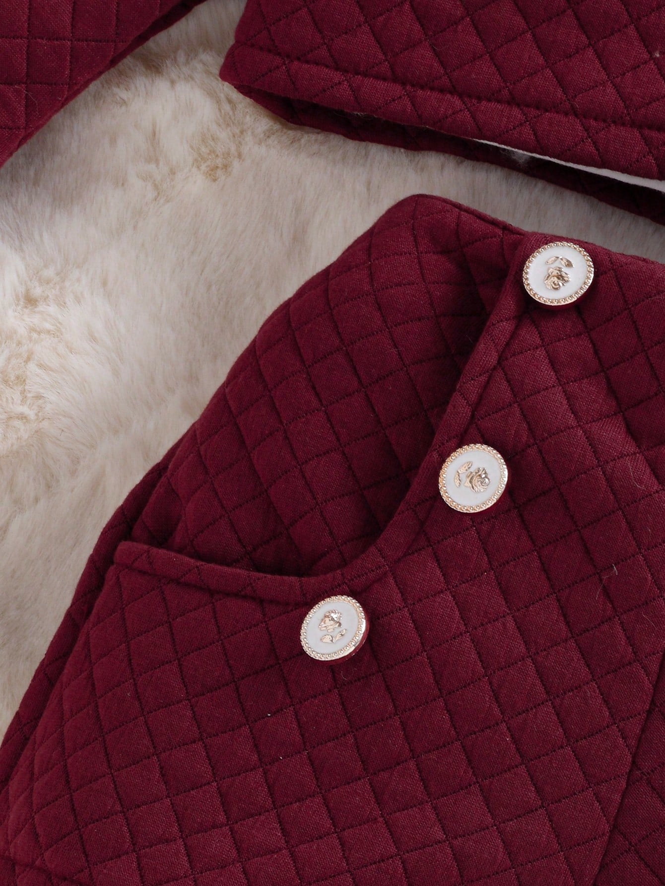 2pcs Girls Quilted Jacket & Shorts Set - Claret | 21 Century Kids