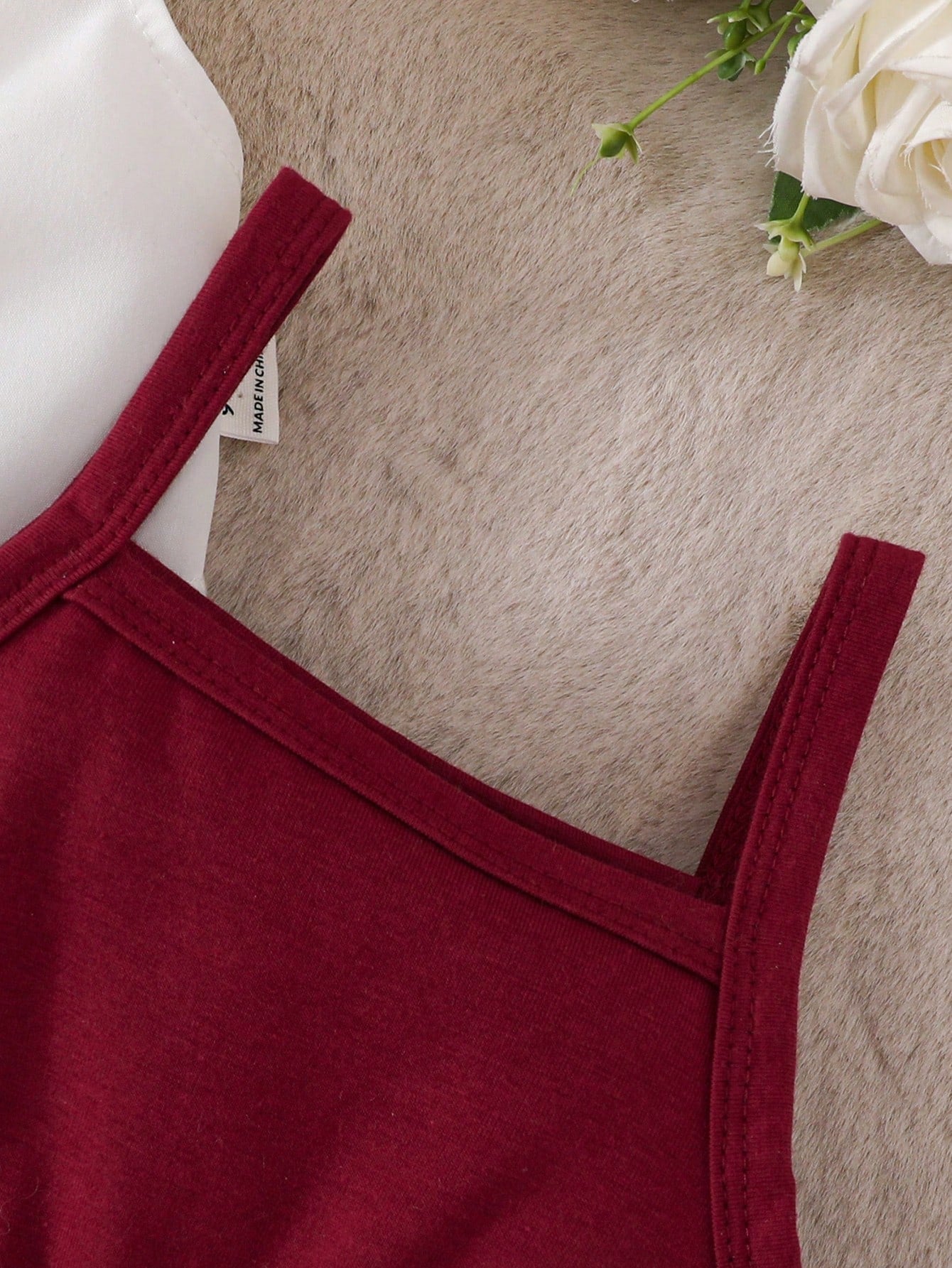 2pcs Girls Lapel Vest & Cami Dress Set - Claret | 21 Century Kids