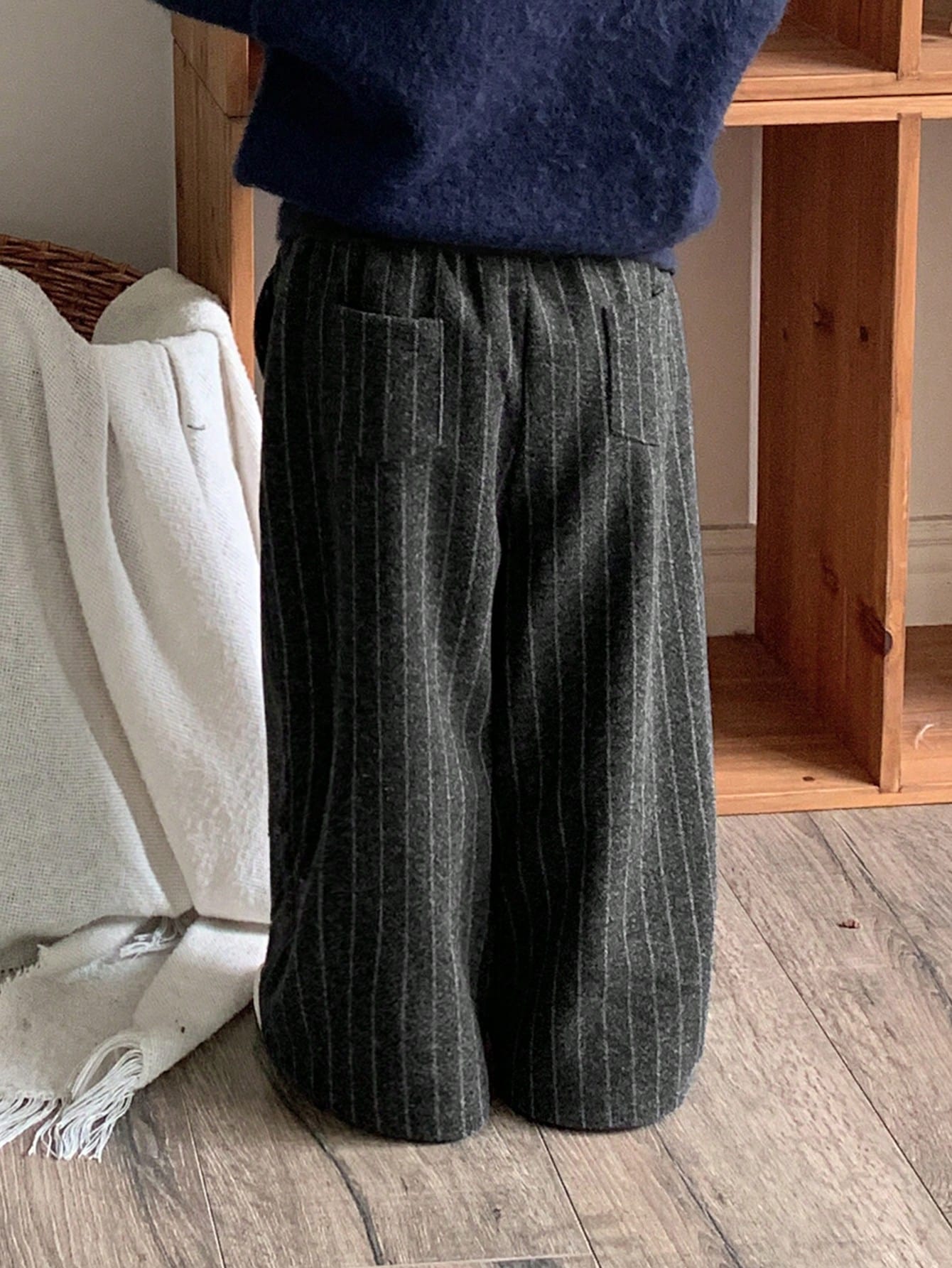 Boys Pinstripe Wide-Leg Trousers - Graphite | 21 Century Kids
