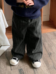 Boys Pinstripe Wide-Leg Trousers - Graphite | 21 Century Kids