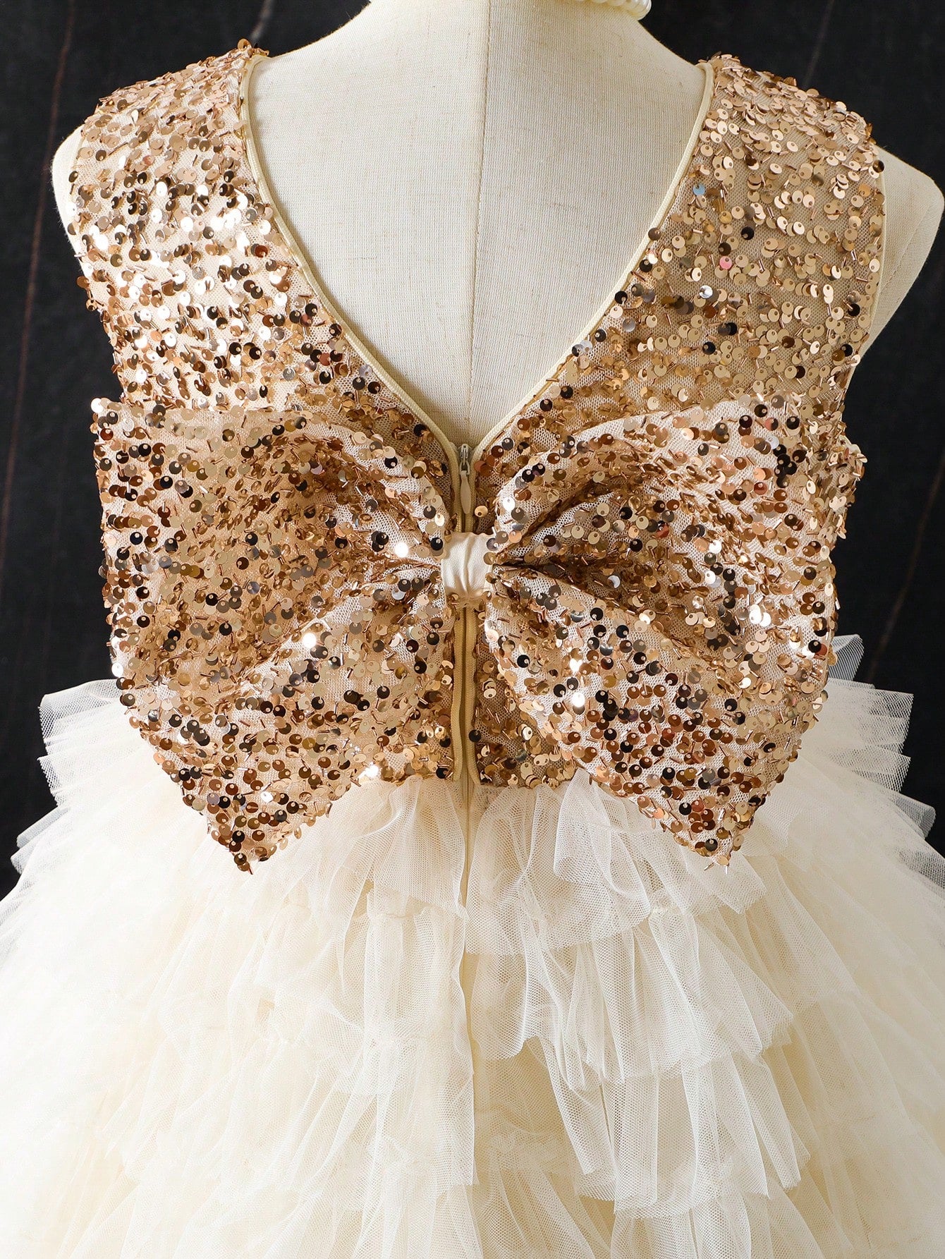 Big Girls Sequin Bodice Tiered Tulle Party Dress - Ivory | 21 Centu...