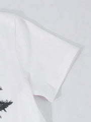 2pcs Big Girls Star Graphic Crop Top & Wide-Leg Jeans Set - Ivory |...