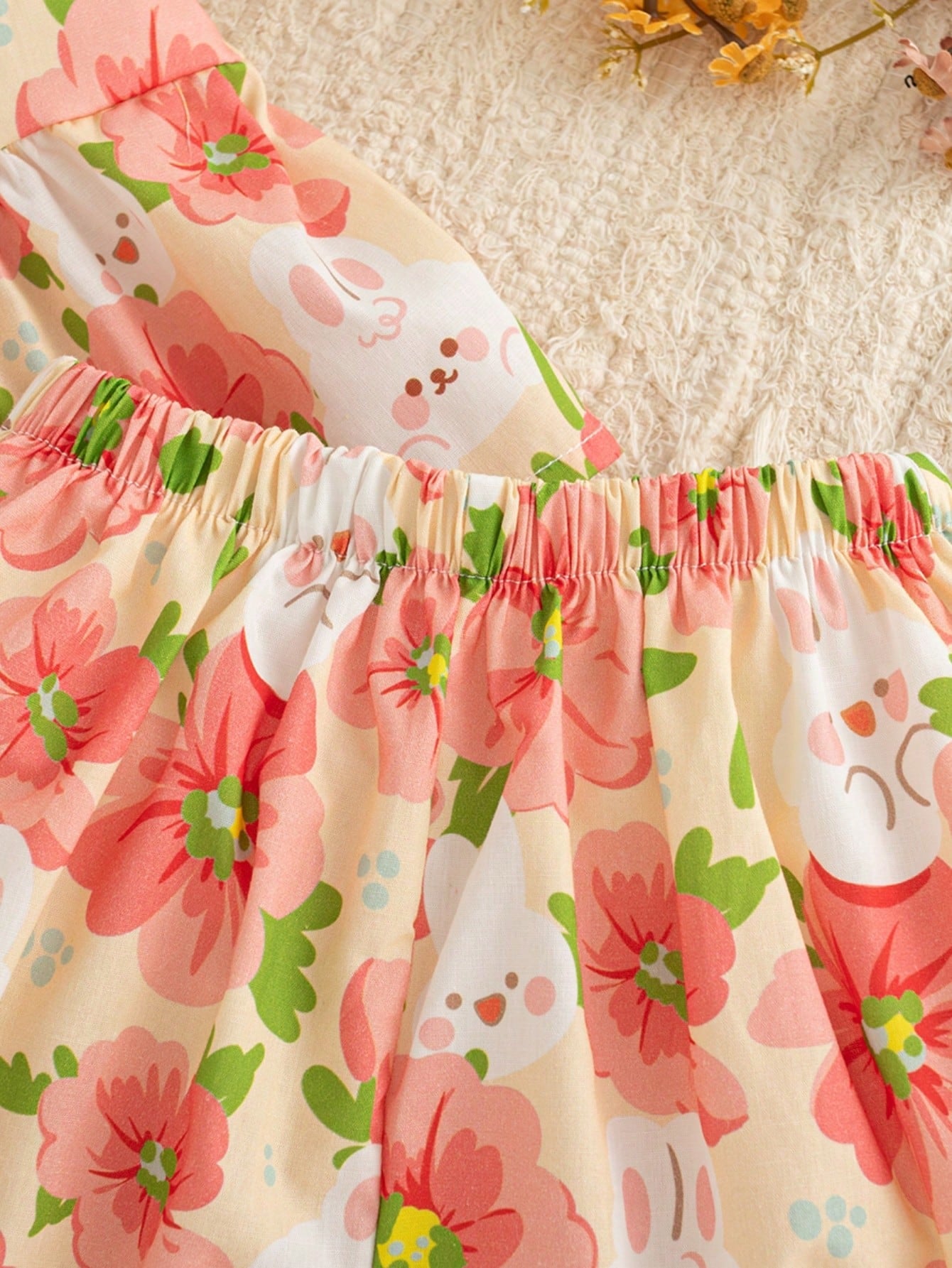 2pcs Girls Floral Print Bow-Back Top & Bloomer Set - Isabelline